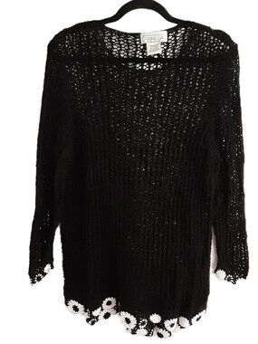 VTG 90's Juniors Mandal Bay Knit Top Size XL Long Sleeve Hippie Boho Cover-up